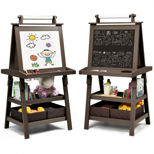 3 in 1 Double-Sided Storage Art Easel-Coffee