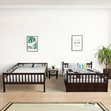 Load image into Gallery viewer, Full over Full Bunk Bed Platform Wood Bed-Brown
