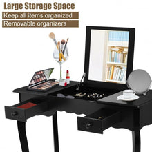 Load image into Gallery viewer, Mirrored Bathroom Dressing Vanity Table Set w/ Stool-Black
