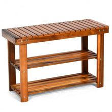 Load image into Gallery viewer, 3-Tier Wood Shoe Rack Shoe Bench Freestanding Boots Organizer
