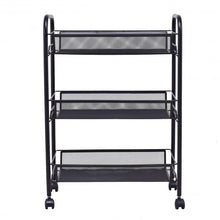 Load image into Gallery viewer, Black/Gray 3 Tier Storage Rack Trolley Cart-Black
