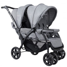 Load image into Gallery viewer, Foldable Lightweight Front Back Seats Double Baby Stroller-Gray
