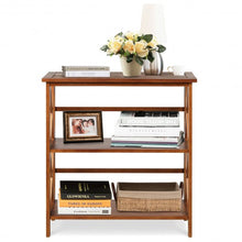 Load image into Gallery viewer, 3-Tier Wooden Open Shelf Bookcase with X-Design-Natural
