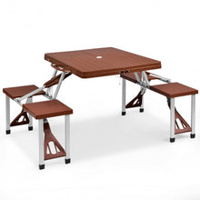 Load image into Gallery viewer, Outdoor Foldable Aluminum Picnic Table with Bench Seats
