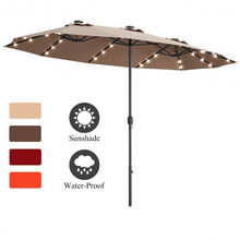Load image into Gallery viewer, 15 Ft Patio LED Crank Solar Powered 36 Lights  Umbrella-Tan
