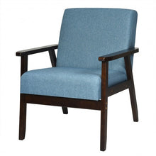 Load image into Gallery viewer, Solid Rubber Wood Fabric Accent Armchair-Blue

