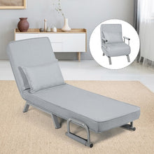 Load image into Gallery viewer, Folding 5 Position Convertible Sleeper Bed Armchair Lounge Couch w/Pillow-L Gray
