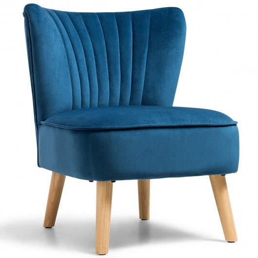 Armless Accent Chair Modern Velvet Leisure Chair-Blue