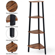 Load image into Gallery viewer, 4-Tier Corner Shelf Metal Storage Rack Domestic Bookcase-Black
