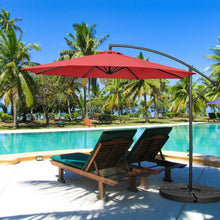 Load image into Gallery viewer, 10FT Offset Umbrella with 8 Ribs Cantilever and Cross Base Tilt Adjustment-Red
