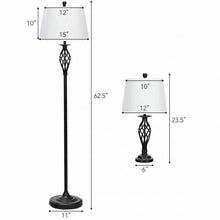 Load image into Gallery viewer, 2 Table Lamps 1 Floor Lamp Set with Fabric Shades
