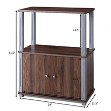 Load image into Gallery viewer, TV Stand Component Console Multipurpose Shelf with Storage Cabinet-Walnut
