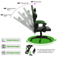 Load image into Gallery viewer, Gaming Chair Reclining Swivel with Massage Lumbar Support -Green
