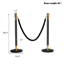 Load image into Gallery viewer, 6 Pcs Round Top Polished Stainless Stanchions Posts Queue Pole with 5 ft BlackVelvet Rope
