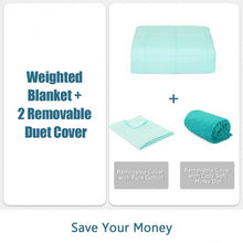 Load image into Gallery viewer, 25 lbs Heavy Weighted Blanket 3 Pcs Set with Hot and Cold Duvet Covers-Green
