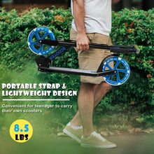 Load image into Gallery viewer, Portable Folding Sports Kick Scooter w/ LED Wheels-Blue
