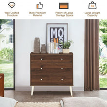 Load image into Gallery viewer, 4-Drawer Dresser Cabinet Storage Organizer Rubber Leg with Rail-Walnut
