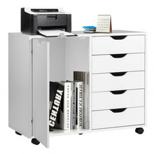 Load image into Gallery viewer, 5-Drawer Dresser Chest Mobile Storage Cabinet with Door-White
