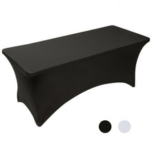 Load image into Gallery viewer, 2Pcs 8 ft Rectangular Spandex Wedding Tablecloth-Black
