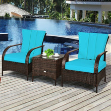Load image into Gallery viewer, 3 PCS Patio Rattan Furniture Set-Turquoise
