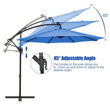 Load image into Gallery viewer, 10 Ft Solar LED Offset Umbrella with 40 Lights and Cross Base for Patio-Blue
