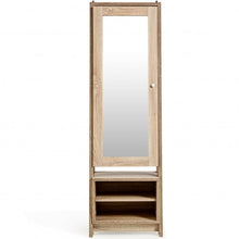 Load image into Gallery viewer, 2-in-1 Wooden Cosmetics Storage Cabinet with Full-Length Mirror and Bottom Rack

