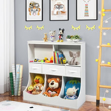 Load image into Gallery viewer, Freestanding Combo Cubby Bin Storage Organizer Unit W/3 Baskets-White
