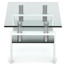 Load image into Gallery viewer, Rectangle Glass Coffee Table with Metal Legs for Living Room-White
