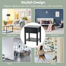 Load image into Gallery viewer, Nightstand End Table with Drawer and Shelf-Black
