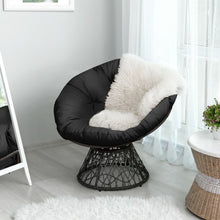 Load image into Gallery viewer, Rattan Papasan Chair Ergonomic 360-degree Swivel Soft Cushion Garden-Black
