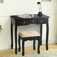 Load image into Gallery viewer, Vanity Make Up Table Set Dressing Table Set with 5 Drawers-Black
