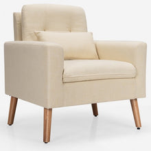 Load image into Gallery viewer, Accent Chair Cushioned Linen Armchair with Waist Pillow Sofa Chair-Beige
