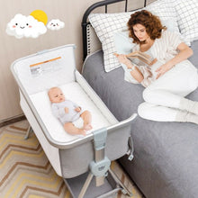 Load image into Gallery viewer, Baby Bed Side Crib Portable Adjustable Infant Travel Sleeper Bassinet-Gray
