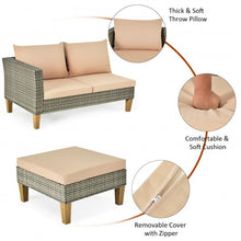 Load image into Gallery viewer, 4PCS Patio Rattan Furniture Set Cushioned Loveseat-Brown
