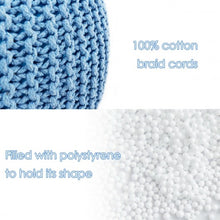 Load image into Gallery viewer, 100% Cotton Hand Knitted Pouf Floor Seating Ottoman-Blue
