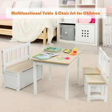 Load image into Gallery viewer, 4 PCS Kids Wood Table Chairs Set -Natural
