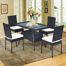Load image into Gallery viewer, 5 PCS Patio Rattan Dining Set with Glass Top
