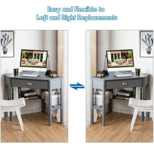 Load image into Gallery viewer, Corner Wooden PC Laptop Computer Desk-Gray
