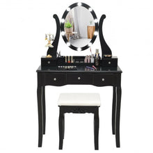 Load image into Gallery viewer, Touch Switch Makeup Dressing Vanity Table Set with 10 Light Bulbs-Black

