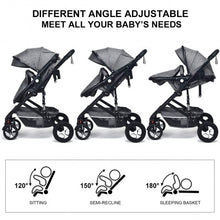 Load image into Gallery viewer, 2 in 1 High Landscape Convertible Reversible Bassinet Pram-Gray
