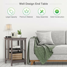 Load image into Gallery viewer, 3-Tier Nightstand Side Table with Baffles and Corners-Coffee
