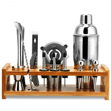 Load image into Gallery viewer, 23 PCS Stainless Cocktail Shaker with Bamboo Stand
