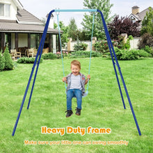 Load image into Gallery viewer, Outdoor Kids Swing Set with Heavy Duty Metal A-Frame and Ground Stakes-Blue
