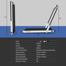 Load image into Gallery viewer, 2-in-1 Folding Treadmill with RC Bluetooth Speaker LED Display-White
