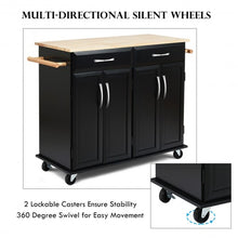 Load image into Gallery viewer, Wood Top Rolling Kitchen Trolley Island Cart Storage Cabinet
