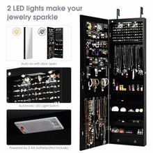 Load image into Gallery viewer, Wall and Door Mounted Mirrored Jewelry Cabinet with Lights-Black
