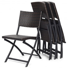 Load image into Gallery viewer, 4 pcs Patio Folding Back Rattan Camping Garden Chair
