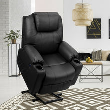 Load image into Gallery viewer, Electric Power Lift Leather Massage Sofa-Black
