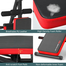 Load image into Gallery viewer, Multi-Functional Foldable Weight Bench Adjustable Sit-up Board with Monitor-Red
