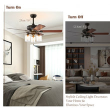 Load image into Gallery viewer, 52&quot; Ceiling Fan Light with Pull Chain and 5 Bronze Finished Reversible Blades
